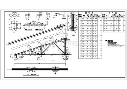 某项目12米跨度钢结构屋架结构施工图